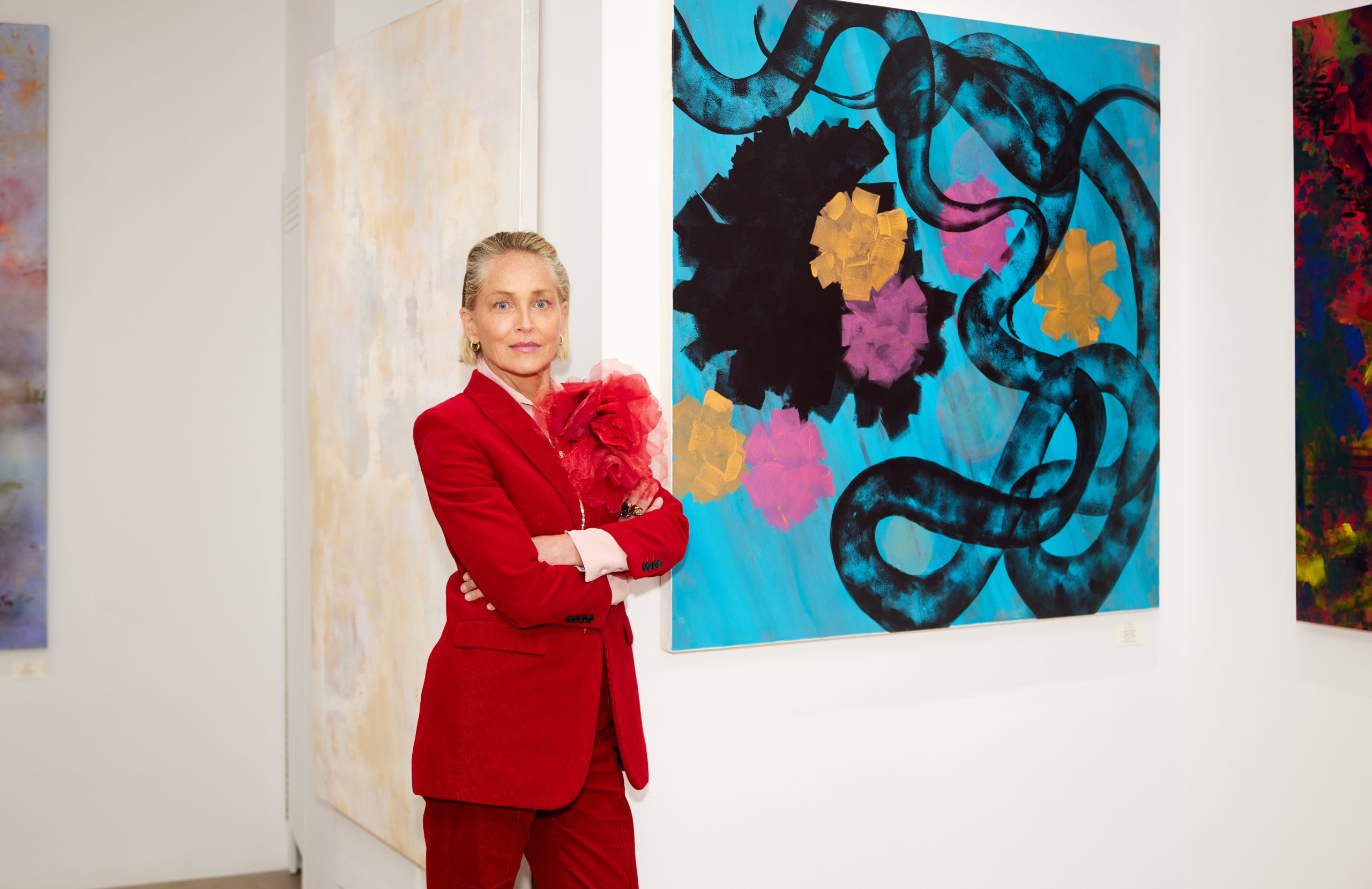 Sharon Stone shows her artwork